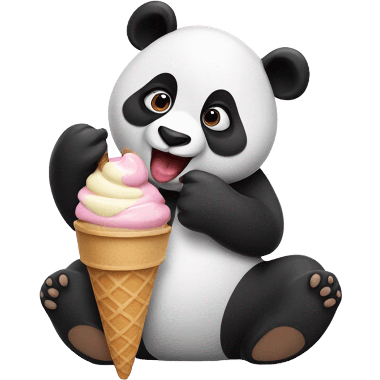 Panda eating ice cream emoji