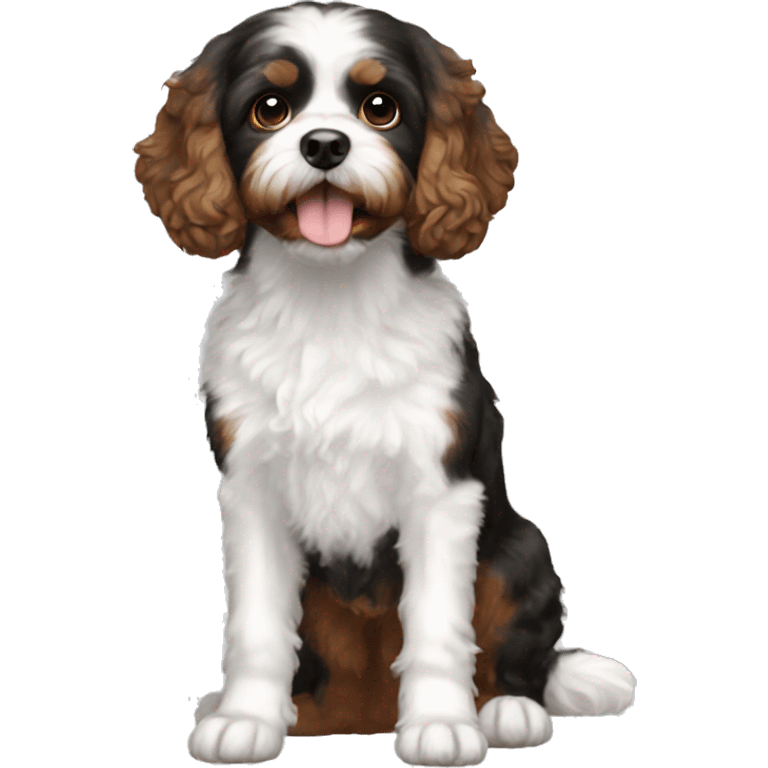 black brown and white cavapoo emoji