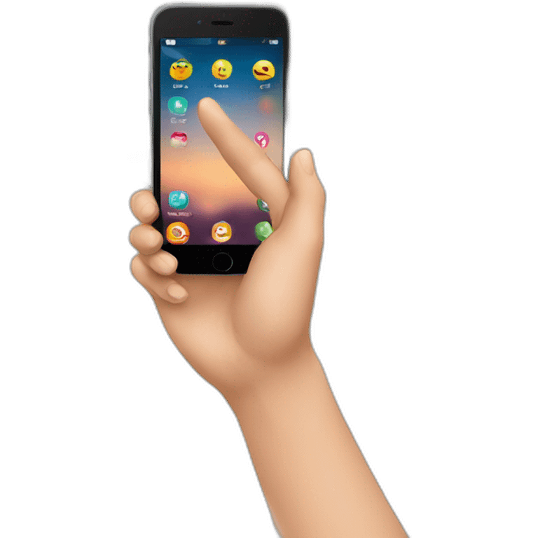 hand holding mobile with apps emoji