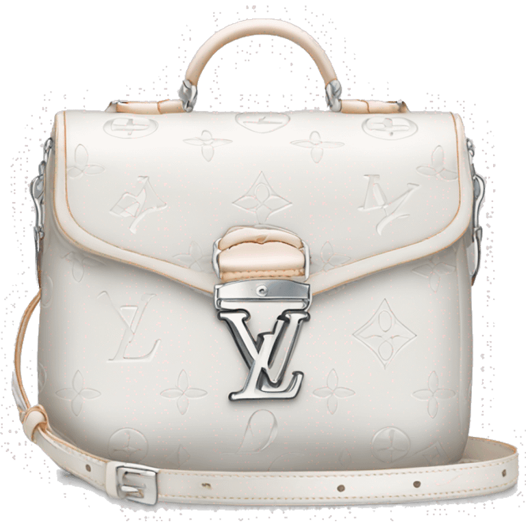 White Designer Louis Vuitton bag with silver monogram and silver trim emoji