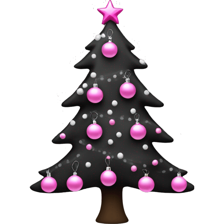 Black Christmas tree with pink and white ornaments  emoji