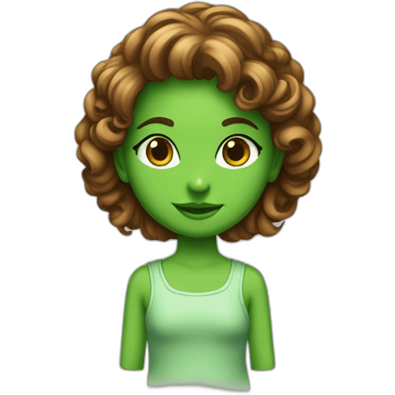 cheuveux chatain foncé yeux vert fille emoji