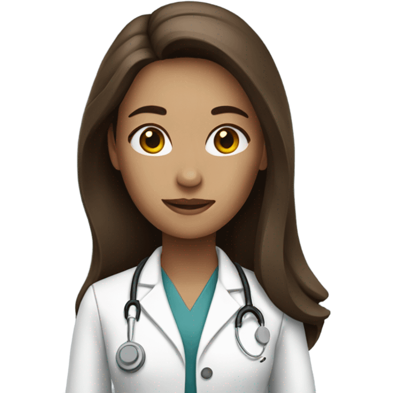 Female brown long hair Doctor emoji