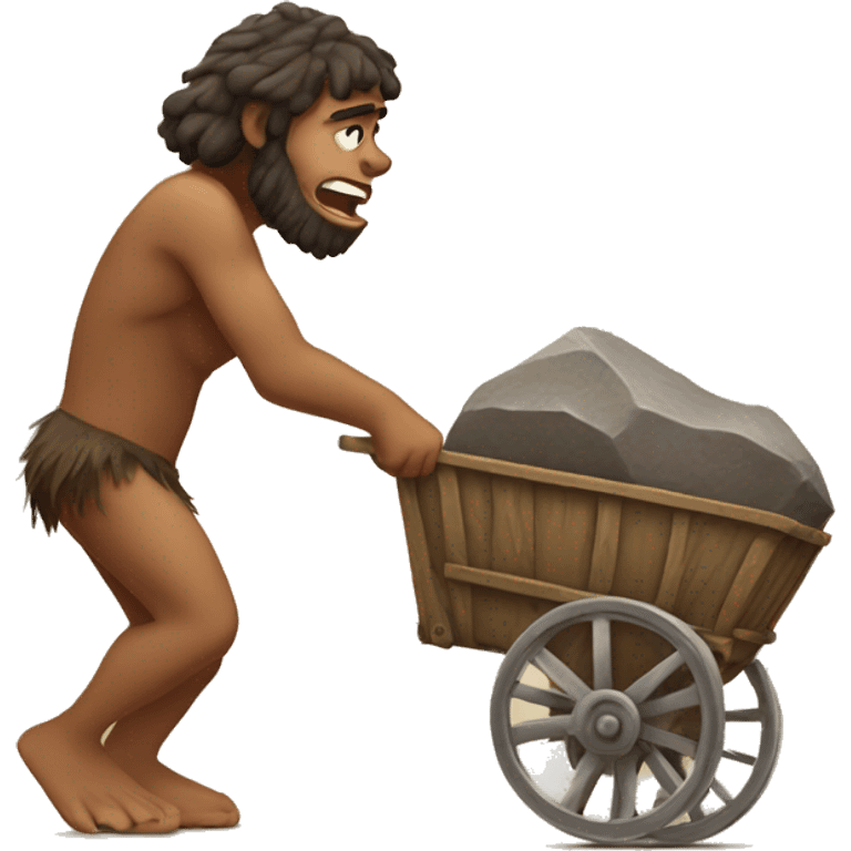 caveman pulling cart on back emoji