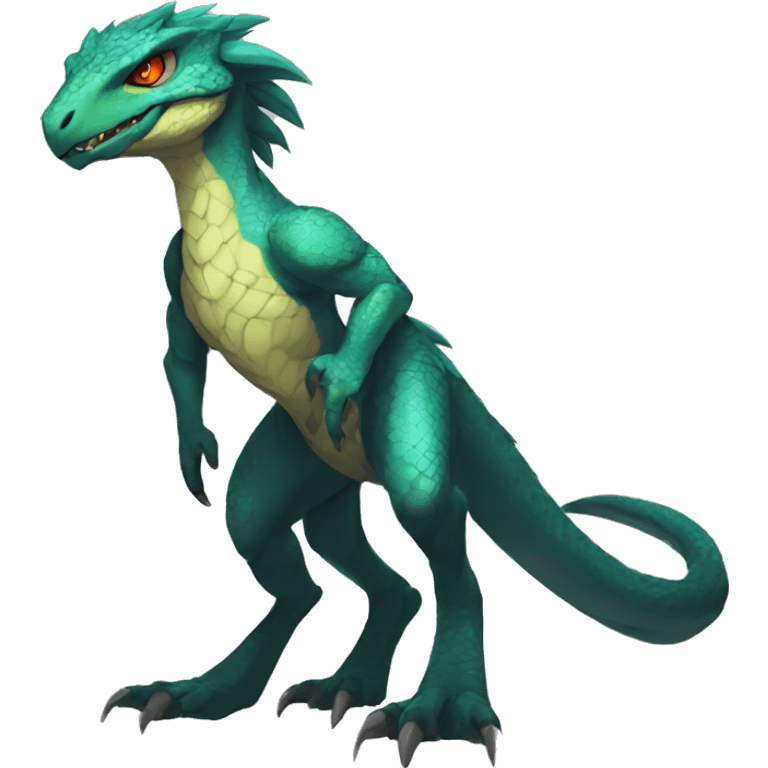 Anthro Sona Fakemon Reptilian Draco-Raptor Full Body emoji