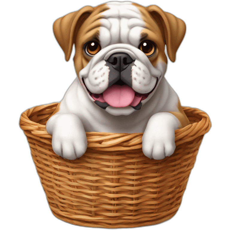 English bulldog sur une balle de basket emoji