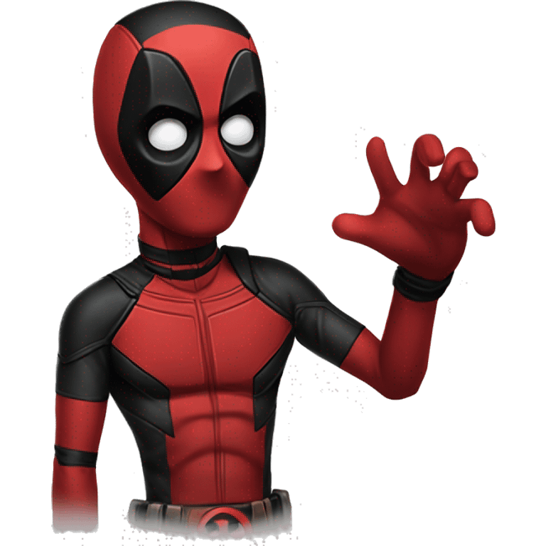 dead pool suprised  and put his both hands on mouth like in movies emoji