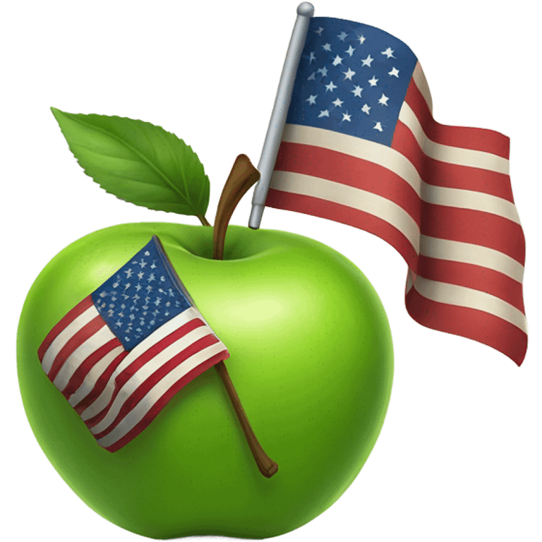 Green Apple holding American flag  emoji