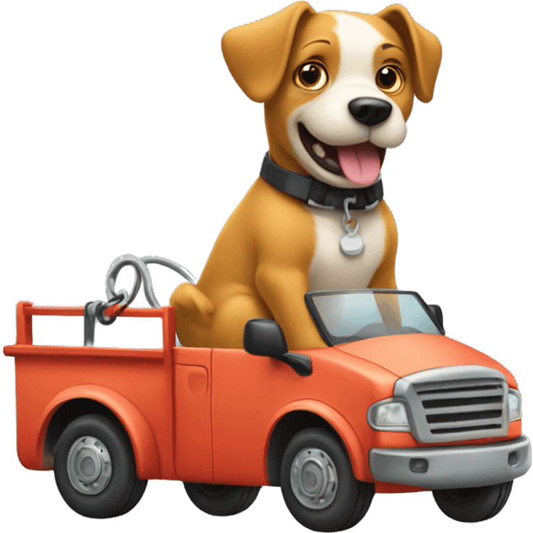 Dog in tow truck  emoji