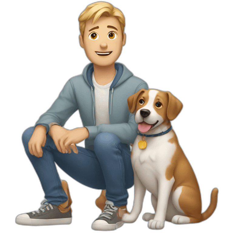 man with cat and dog emoji