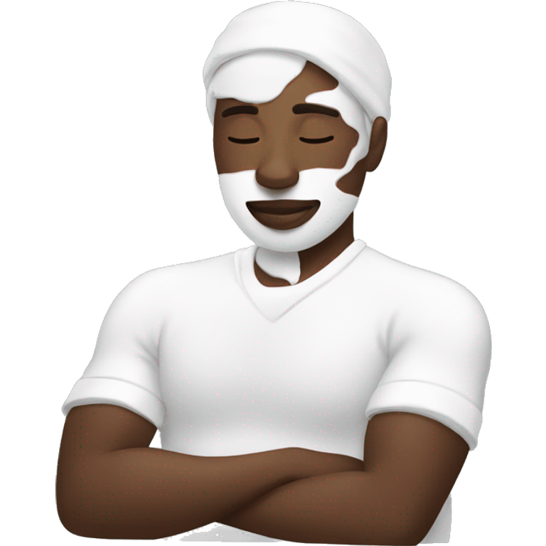 person relaxing with white lotion on face emoji