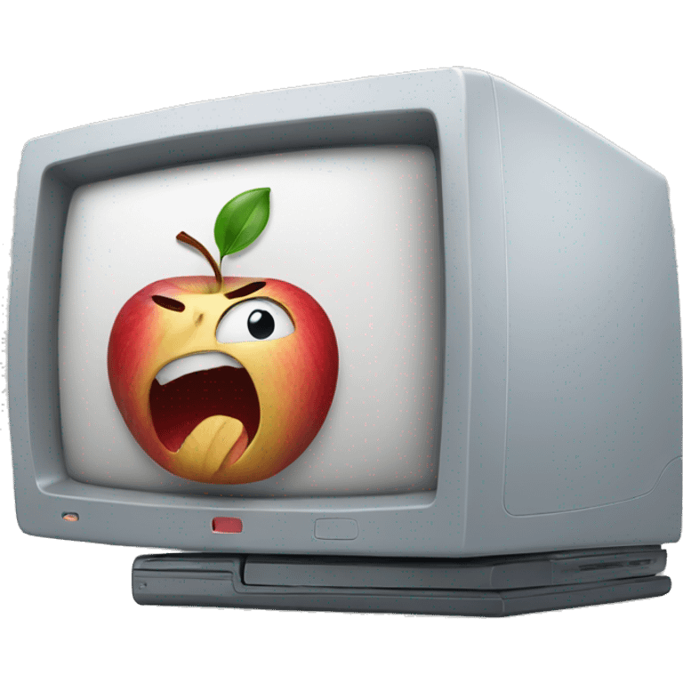 Computer eating an apple emoji