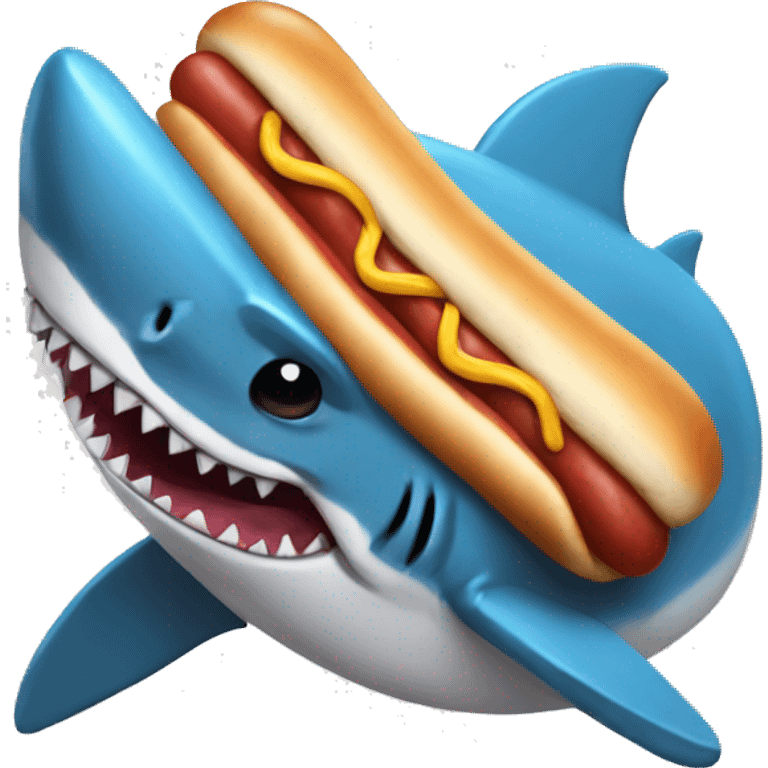 hotdog wearing a shark costume  emoji