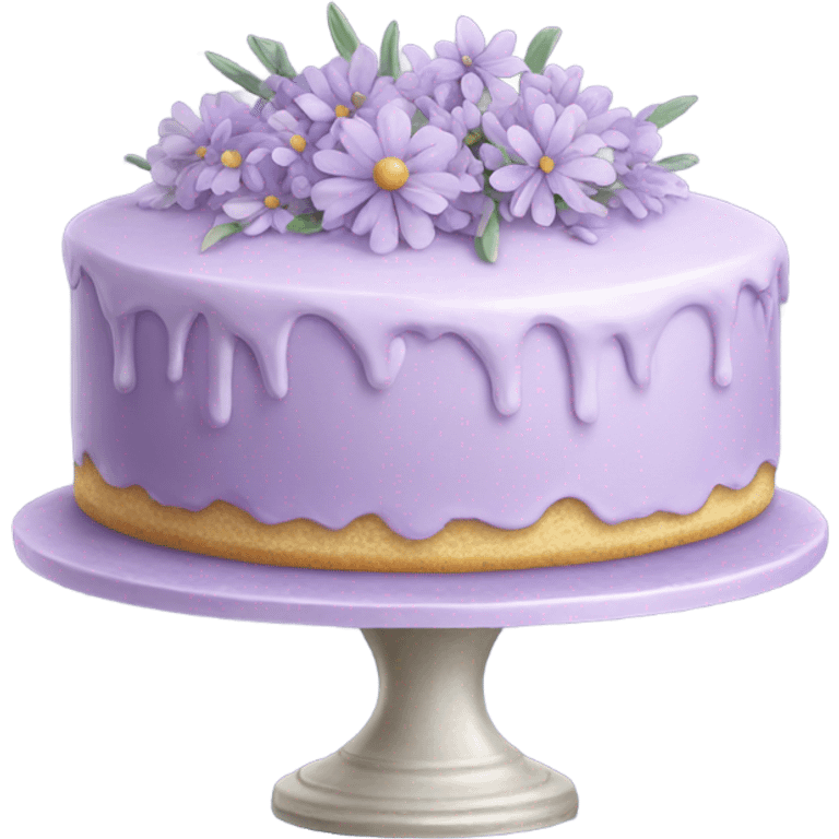 Highly detailed ￼light lavender cake with flowers  emoji