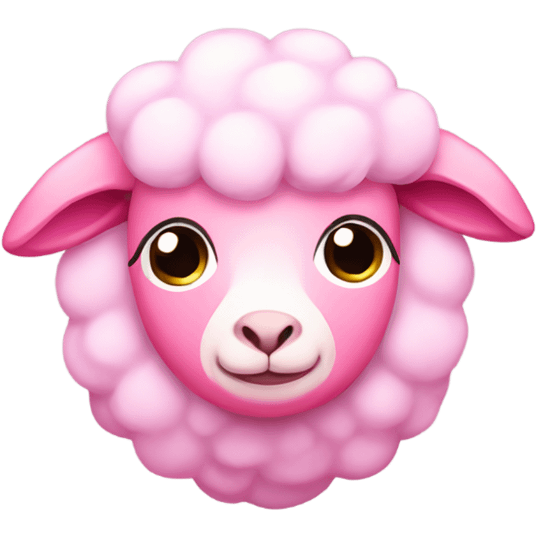 pink sheep with cute face emoji