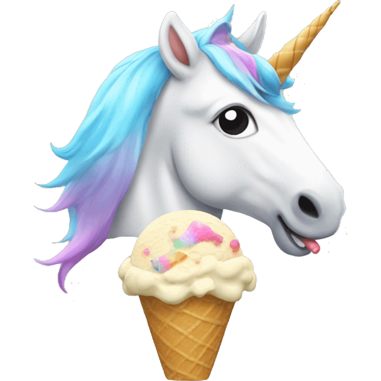 Unicorn eat ice cream emoji