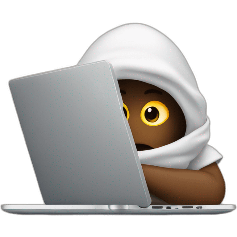 hiding behind an open laptop emoji