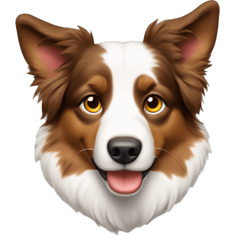 an australian sheperd’s face, he’s red emoji