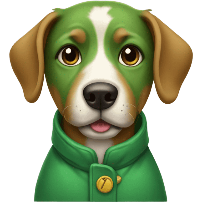 Dog wearing a green coat emoji