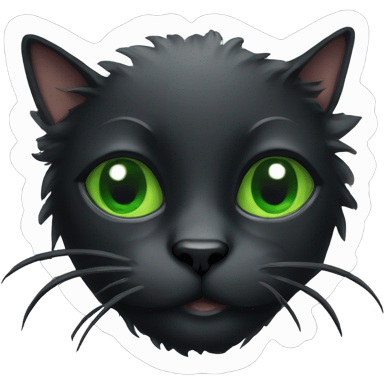 black cat with green eyes emoji