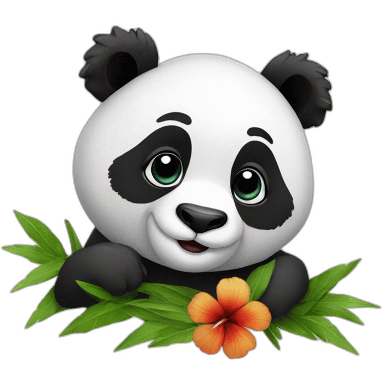 Panda avec ibiscus emoji