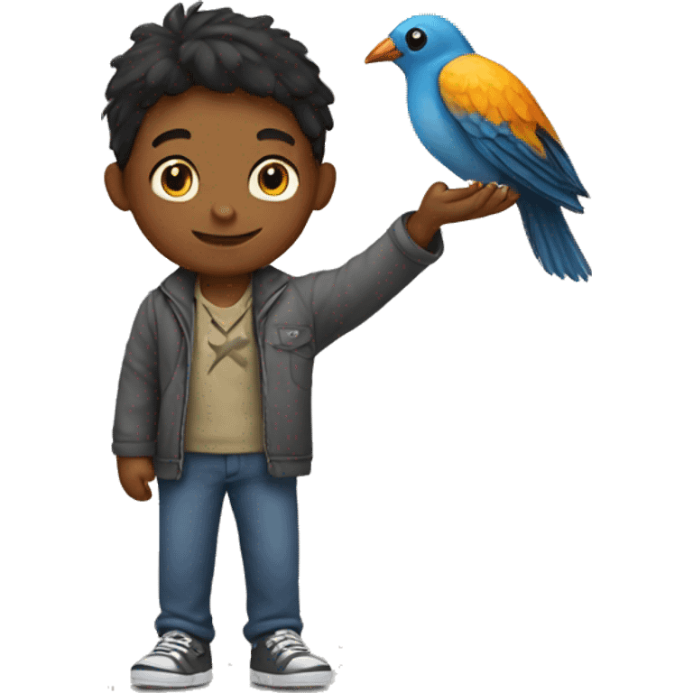 boy with bird in hand emoji