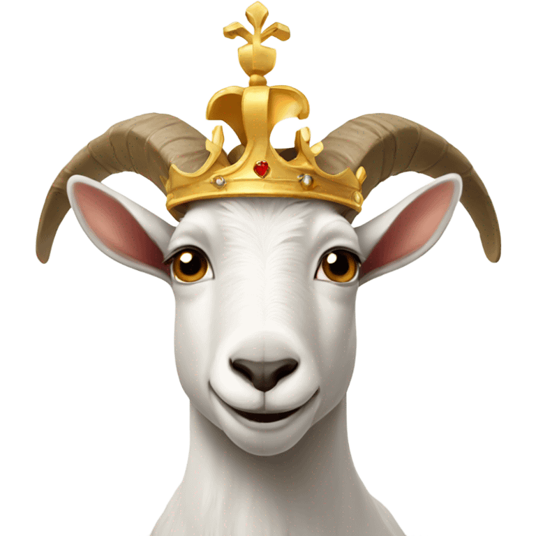 Goat wearing a royal crown and white tshirt emoji