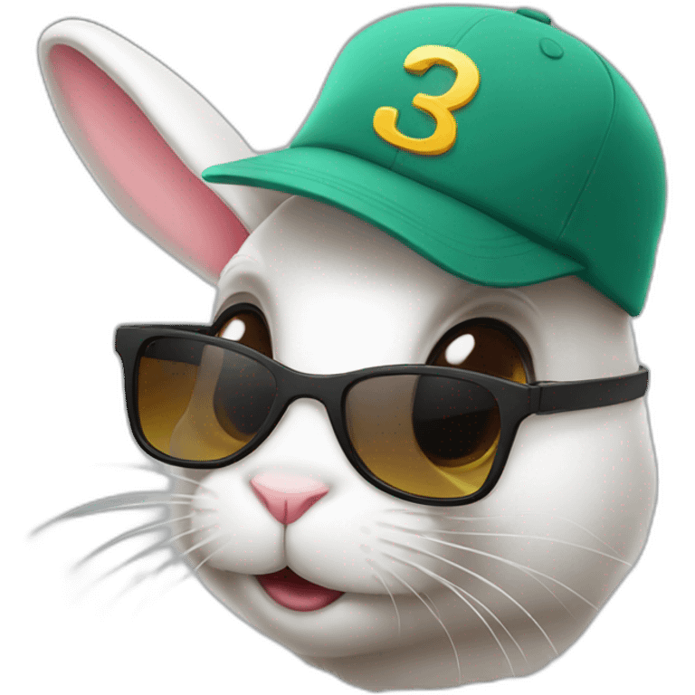 Rabbit with cap and sunglasses emoji