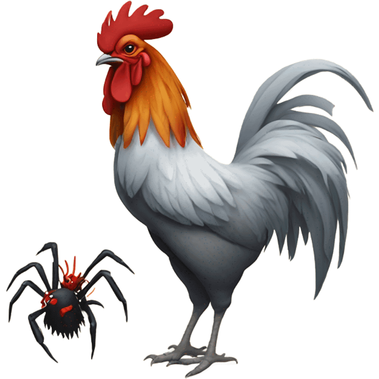  Rooster with spider  emoji