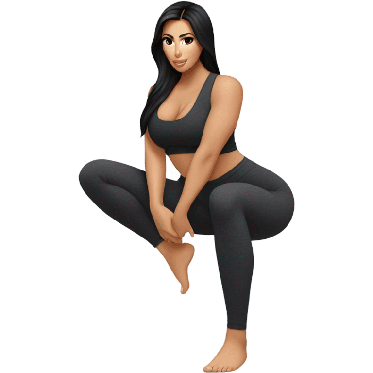 Kim K squatting  in yoga pants emoji