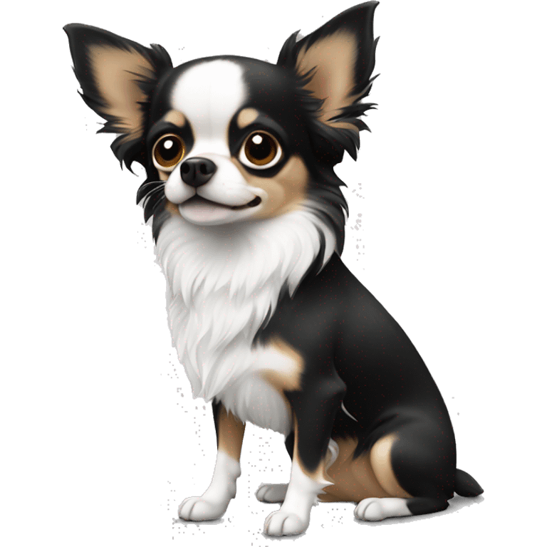 Chihuahua with long coat black and white emoji