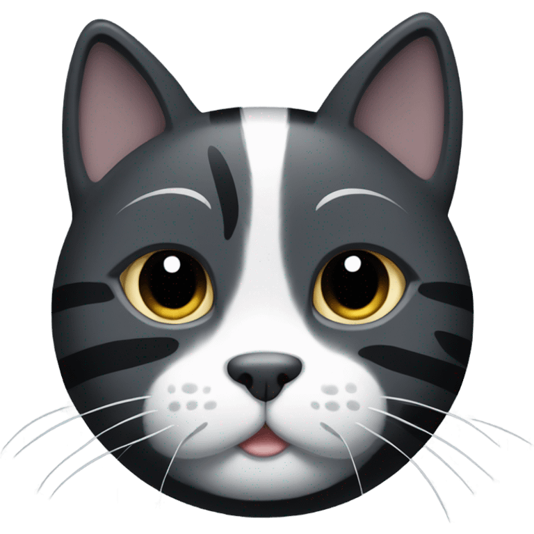 Black cat with white paws and grey stripes emoji