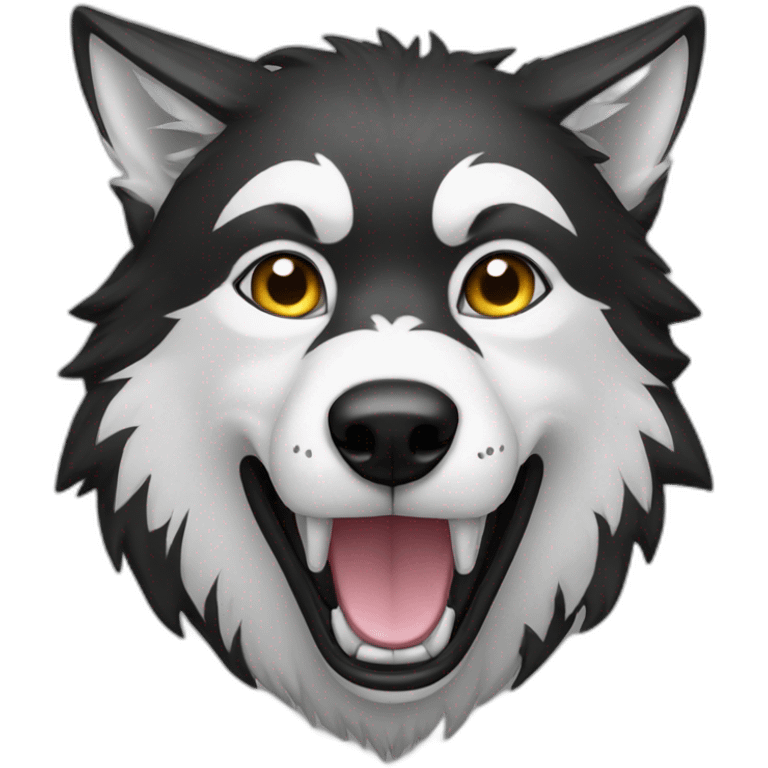 Black and white wolf emoji