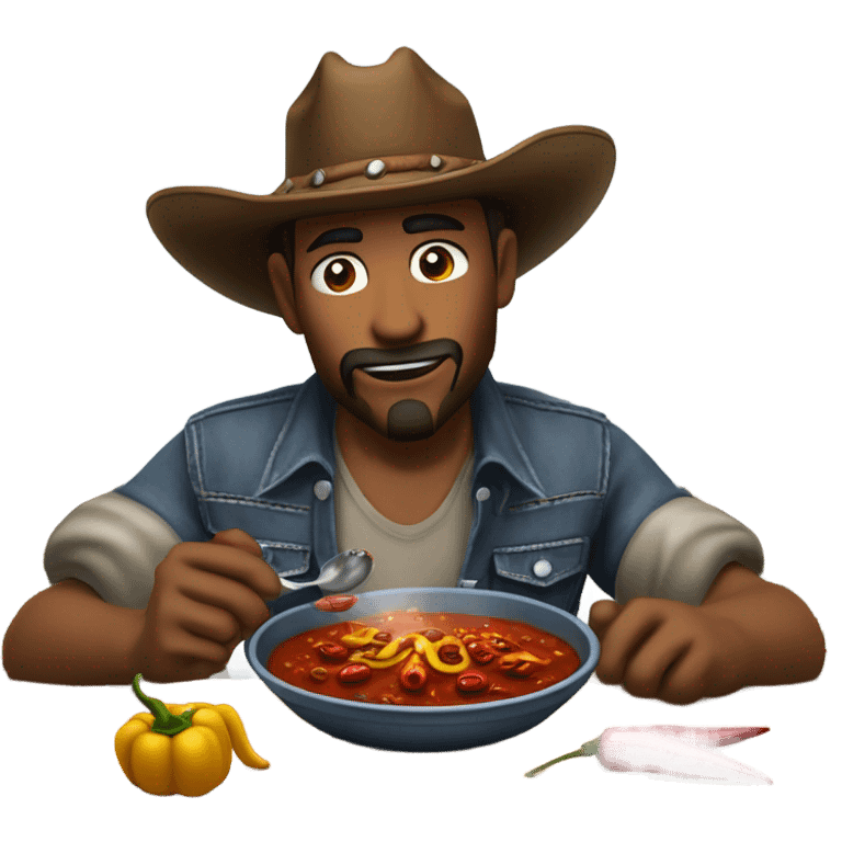 cowboy eating a bowl of chili emoji