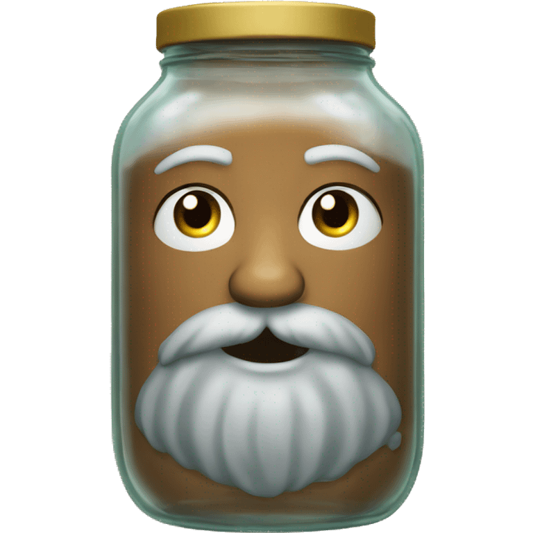 Anthropomorphic glass jar with beard emoji