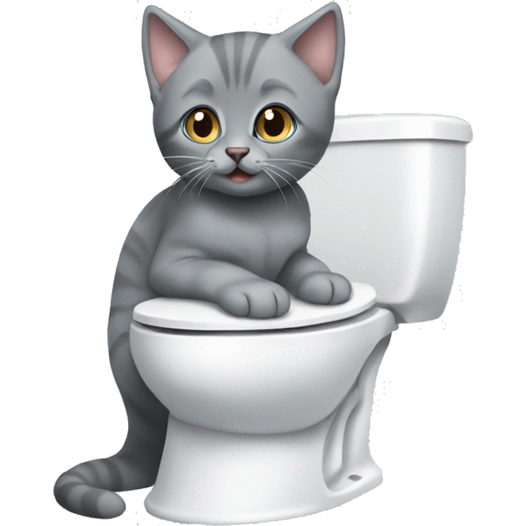 blue eyes grey kitten and toilet  emoji