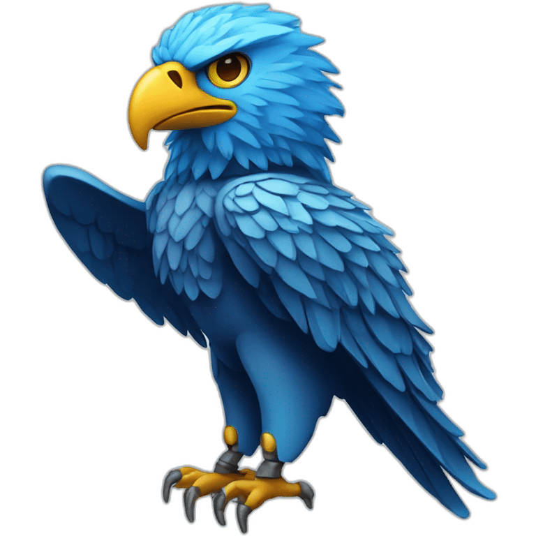 futuristic anthropomorphic blue eagle emoji