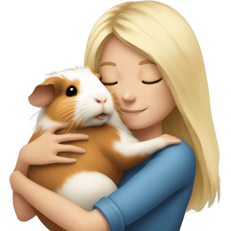 Blonde Woman hugging a guineapig emoji