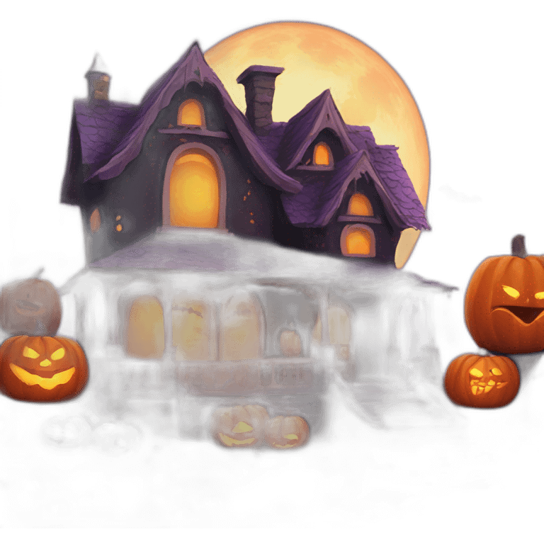 a halloween house but cute emoji