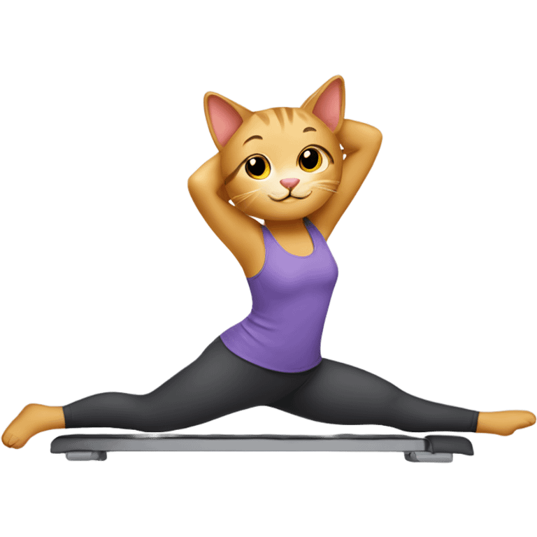 create a cat doing a pilates emoji