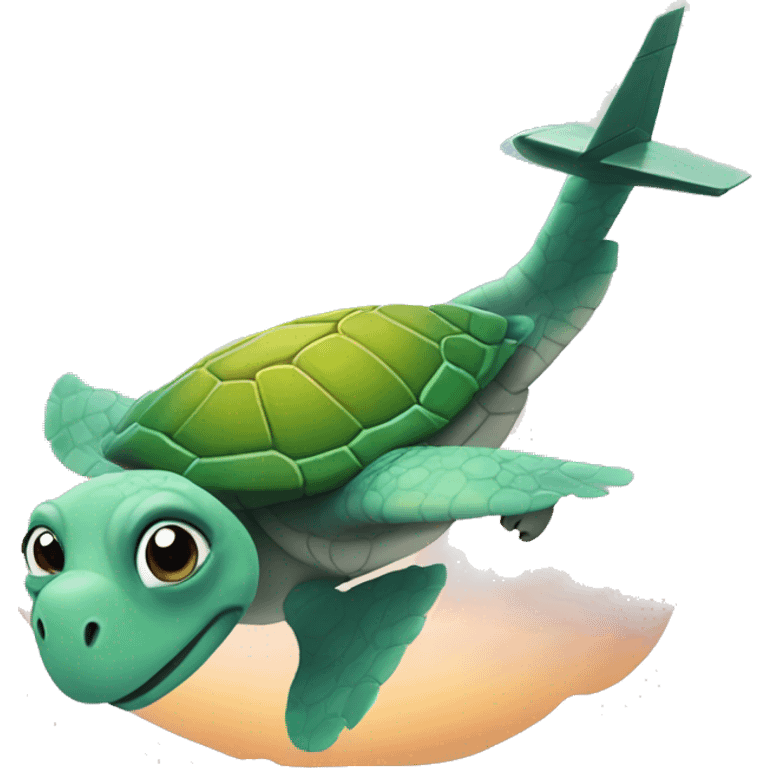 A turtle flying out if airplane emoji