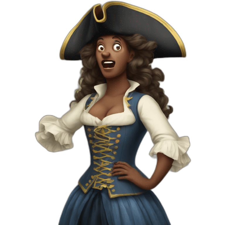 Pirate woman in 18th century, shocked emoji