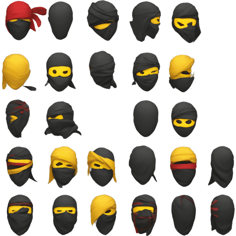 generate only one basic emoji: ninja style with colors black, red, yellow from top to bottom emoji