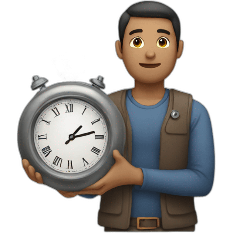 a man holding clock emoji