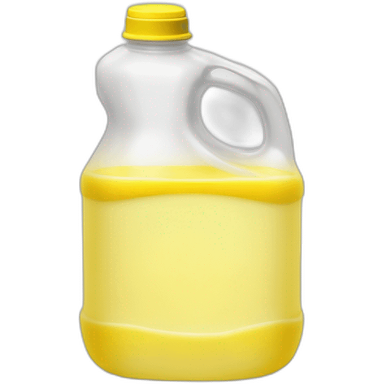 gallon clear plastic american milk jug halfway with yellow liquid, lemonaid emoji