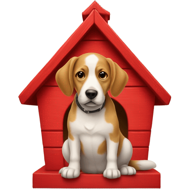 Dog sitting on a red dog house emoji