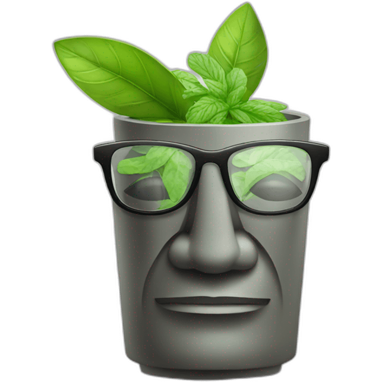 moai statue with glasses drinking mojito emoji