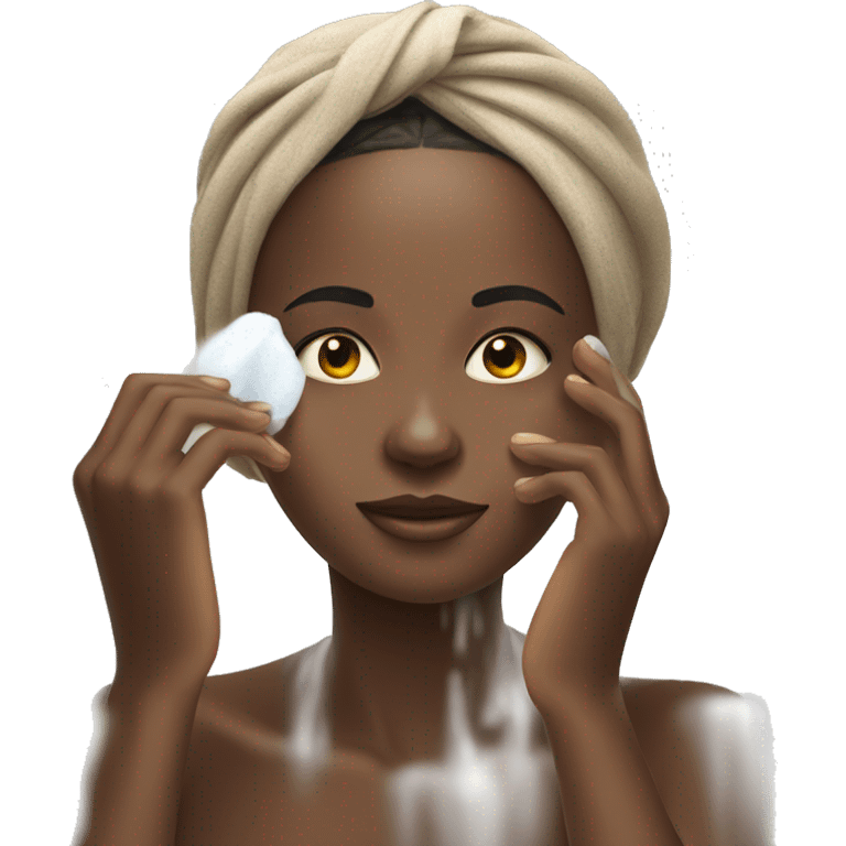 beautiful African woman washing her face emoji