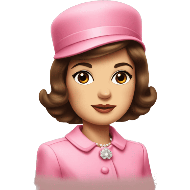 Young Jackie Kennedy in pink suit and pillbox hat emoji