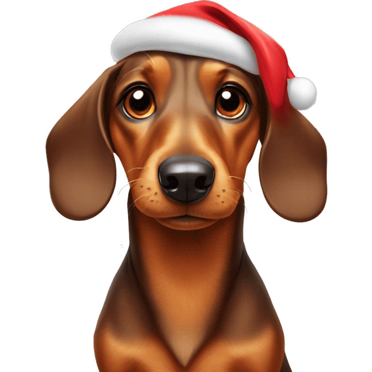 daschund dog with a Christmas hat emoji